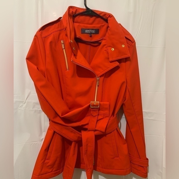 KENNETH COLE REACTION Red with gold zipper long sleeve jacket, size L - Picture 6 of 6